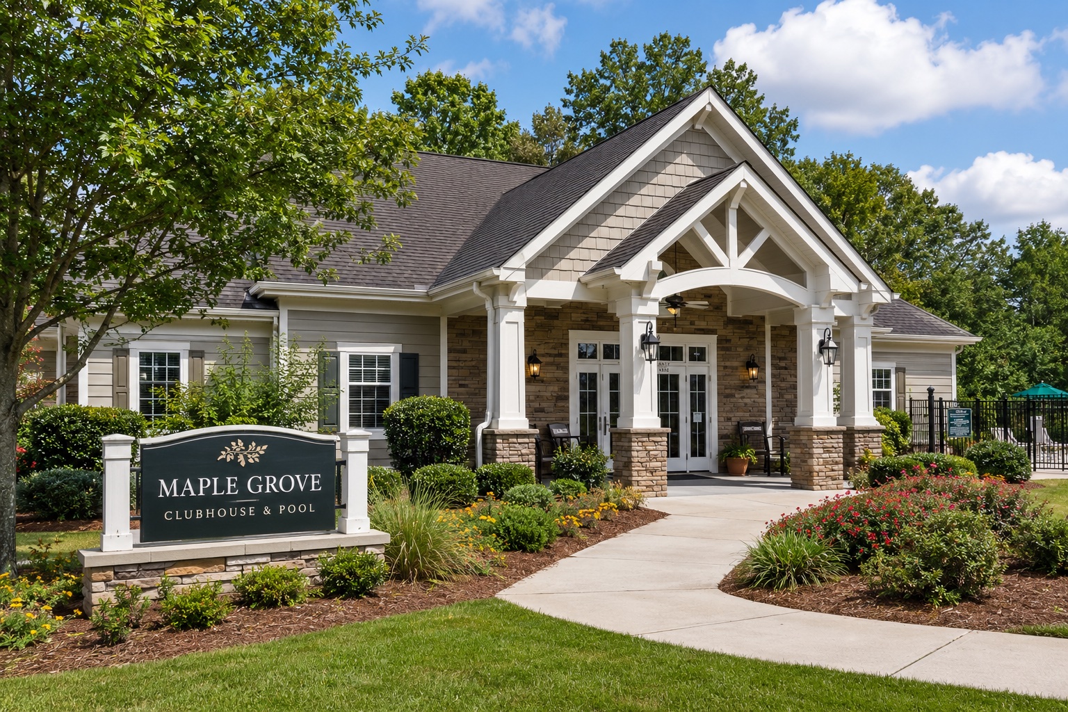 Community clubhouse and pool entrance