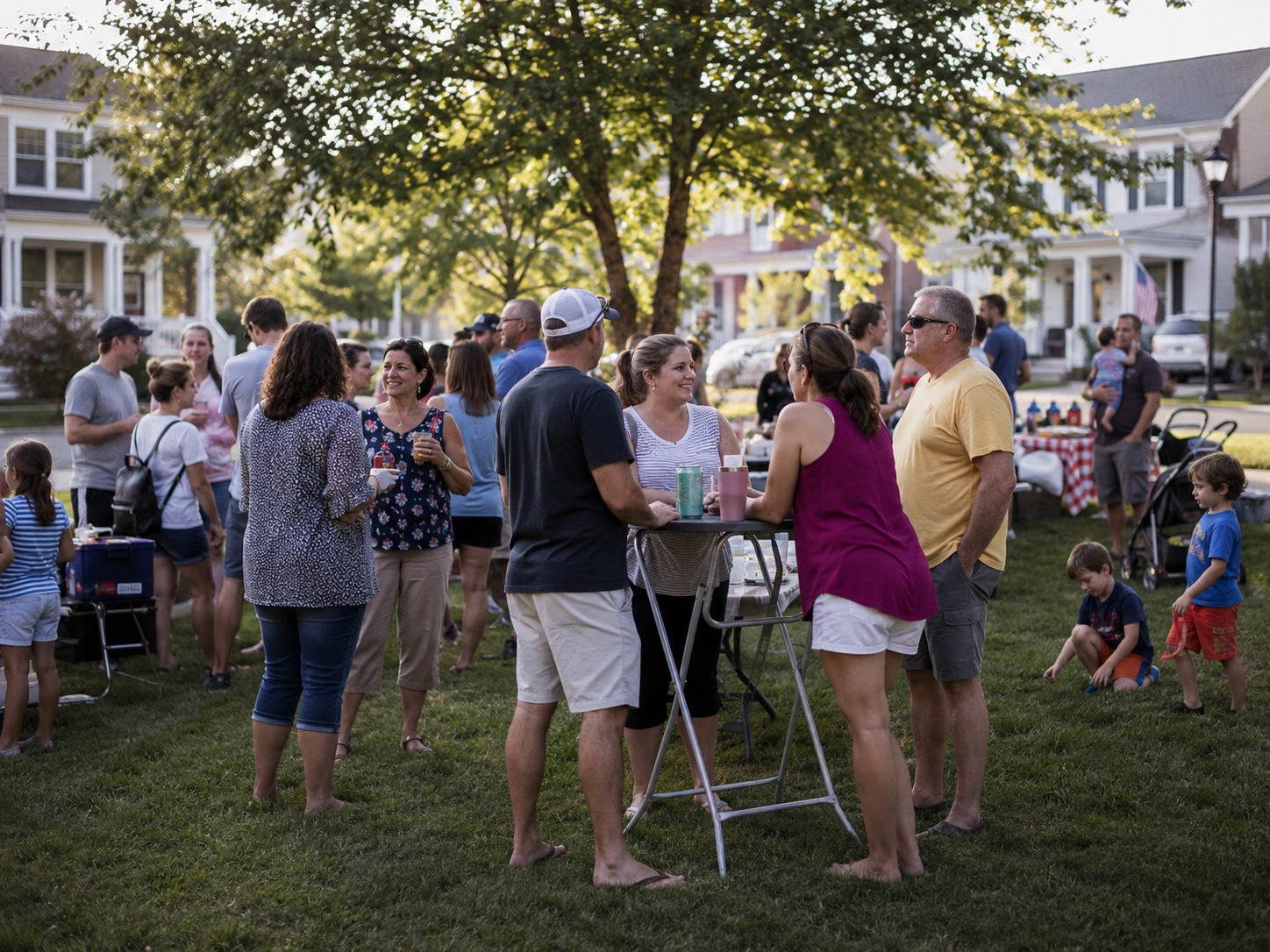 Residents gathering at a neighborhood event